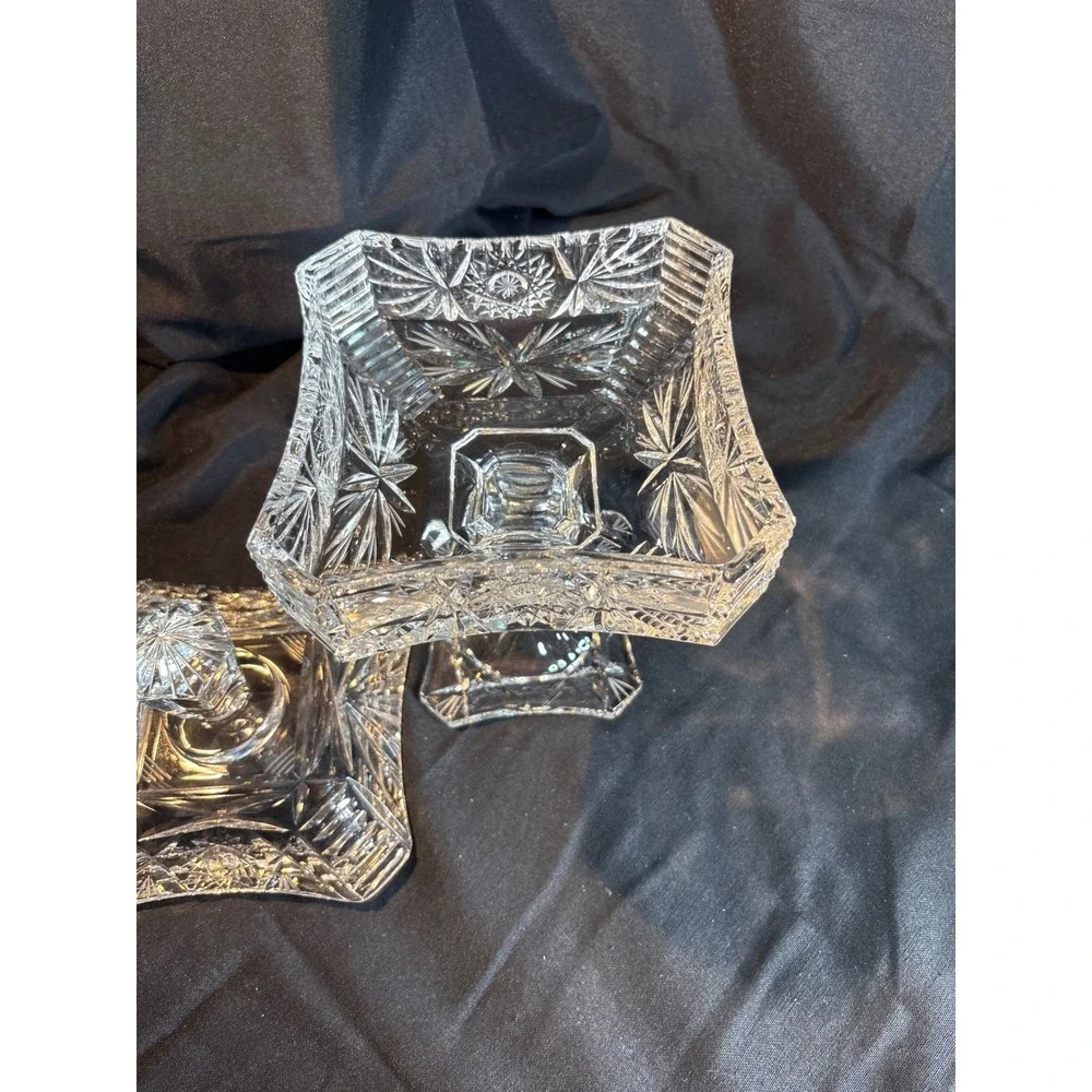 Cut Crystal Candy Dish Covered‎ Pedestal Compote Bowl Elegant Serving